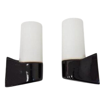 Black Model 6063 Wall Lamps by Wilhelm Wagenfeld for Lindner Leuchten, Set of 2 For Sale