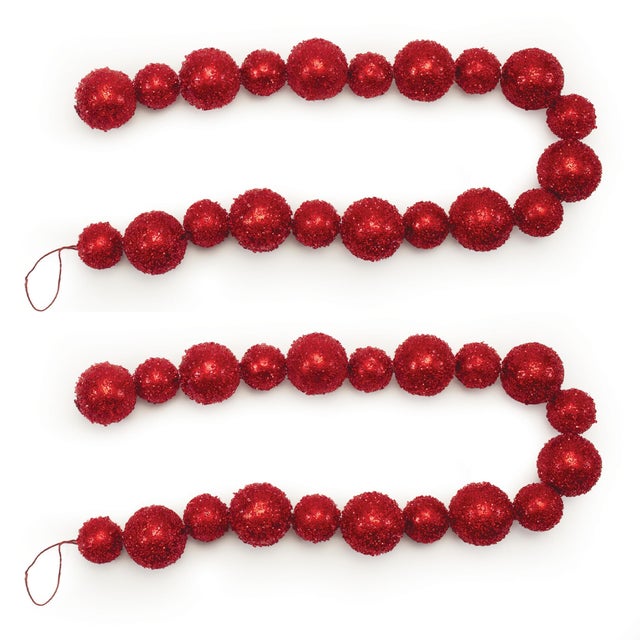 Rustic Beaded Ball Ornament String Garland (Set of 2) For Sale - Image 3 of 3