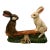 1993 Vintage Vaillancourt Sculptural Folk Art Chalkware Hand Painted Teetor Totter Rabbits Figurine For Sale