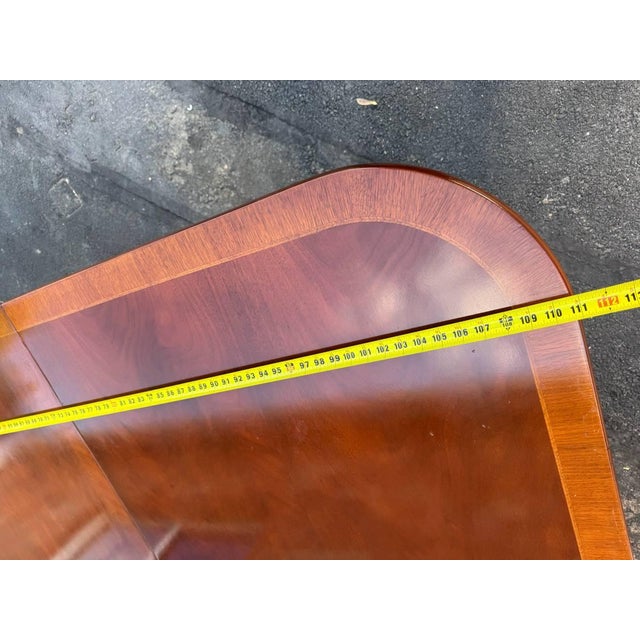 Early 20th Century Large Geogrian Style Three Triple Pedestal Base Inlaid Mahogany Dining Table With Leaves. For Sale - Image 18 of 18