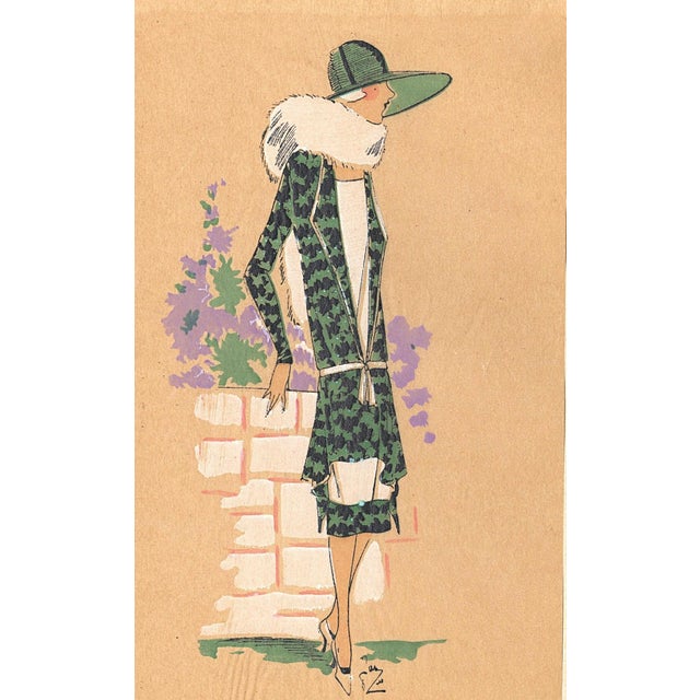 1925 Set of 2-French Art Deco Couture Fashion Pochoirs For Sale - Image 4 of 9