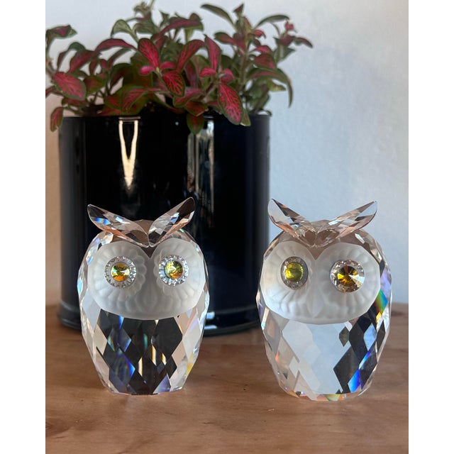 Mid-Century Modern Swarovski Crystal “Woodland Friends” Owls (Set of 2) For Sale - Image 3 of 12