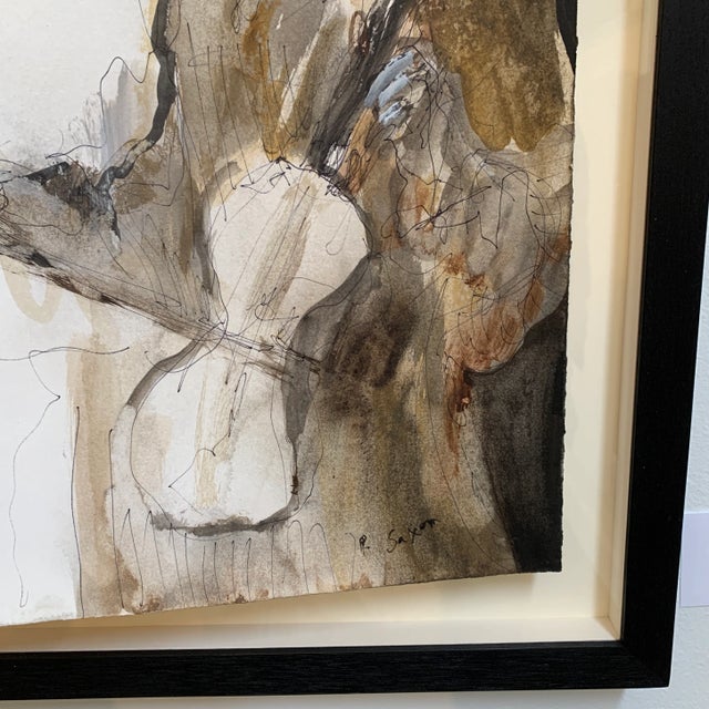 Contemporary Abstract Figurative Ink Wash Painting on Paper by Phil Saxon For Sale - Image 9 of 12