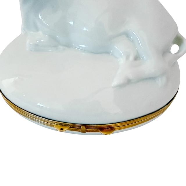 Ceramic 1980s French Blanc De Chine Porcelain Reclining Cow Limoges Box by Chamart For Sale - Image 7 of 8