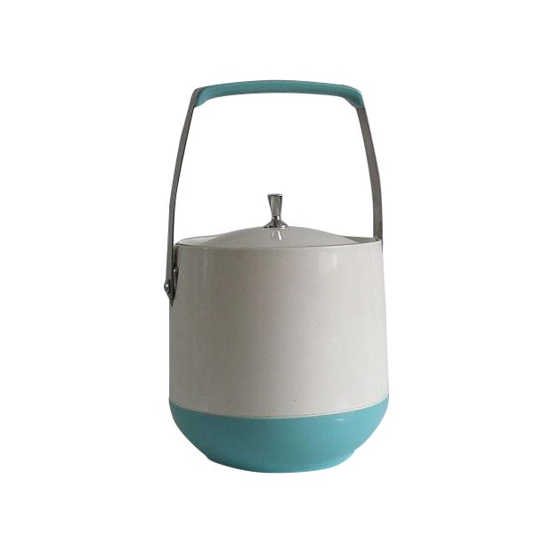 1950's White and Turquoise Ice Bucket Chairish