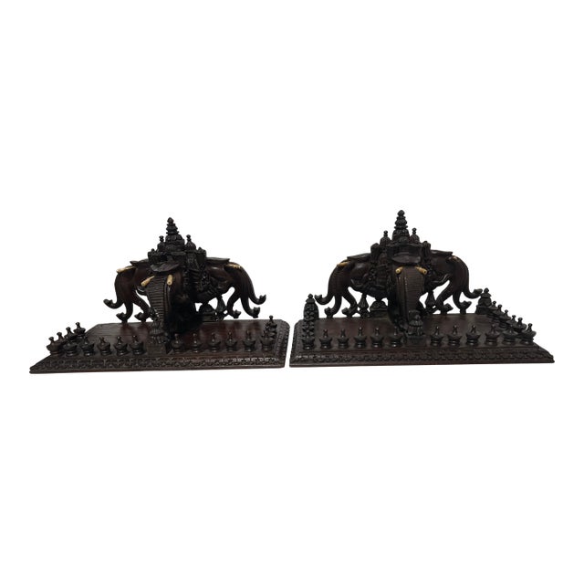 Early 19th Century Intricately Carved Anglo-Indian Wood Shelf Featuring an Elephant Head Motif. For Sale