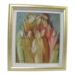 Isa Petrozzani Student of Primo Conti Italian Female Figures Painting For Sale