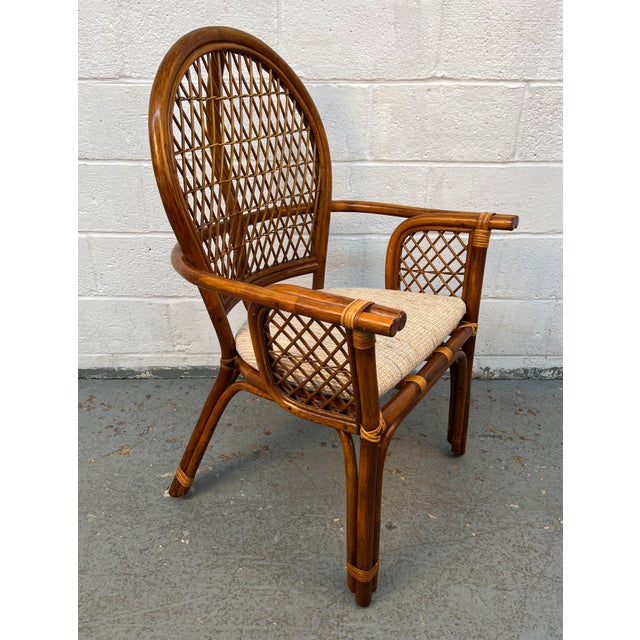 Wood Vintage Boho Wicker Rattan and Bamboo Dining Set For Sale - Image 7 of 14
