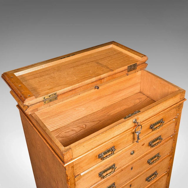 Brown 1890's Antique Banker's Chest of Drawers For Sale - Image 8 of 12