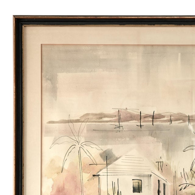 Mid-Century Modern Pair of Mid Century Bermudian Watercolors by Alfred Birdsey For Sale - Image 3 of 12
