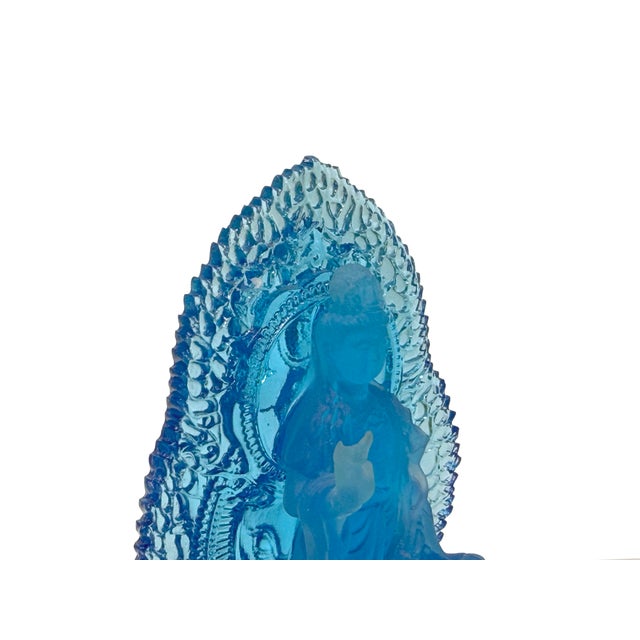 5.25" Crystal Blue Bodhisattva Samantabhadra on Elephant Figure For Sale In San Francisco - Image 6 of 10