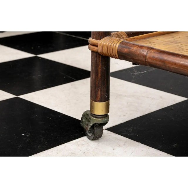 Mid-Century Modern 1960s Mid-Century Attributed to ~ John Wisner Tile Top Bar Cart for Ficks Reed For Sale - Image 3 of 5