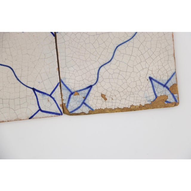 19th Century Antique Portuguese Tiles, Blue & White Set of Four For Sale - Image 14 of 15