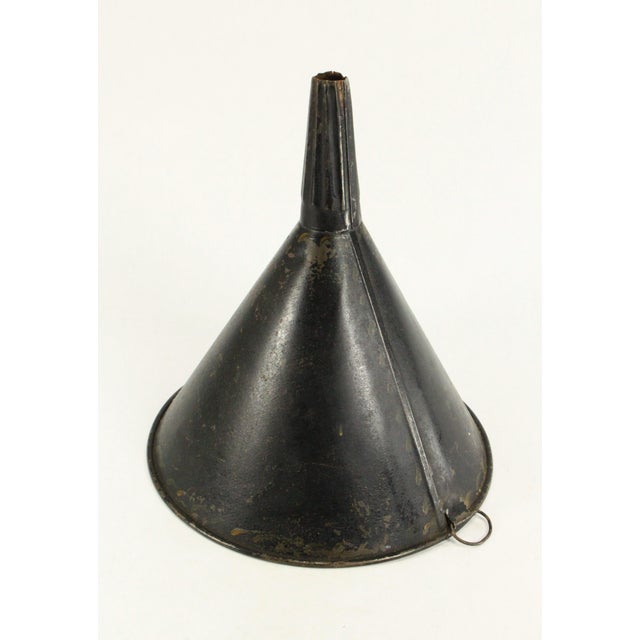 19th Century 19th C. Tin Tole Large Funnel W Flower & Black Paint, Marked Dover, Ma For Sale - Image 5 of 17