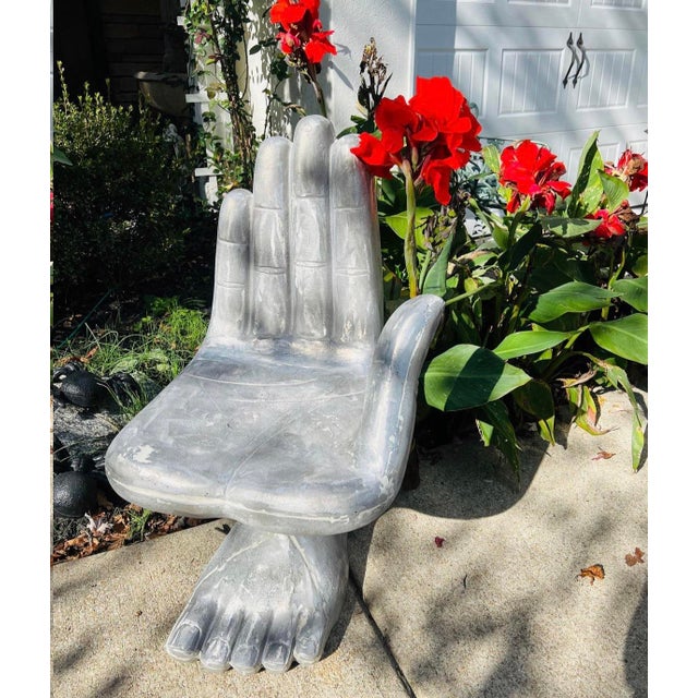 Abstract 1970s Metal Hand and Foot Chair For Sale - Image 3 of 4