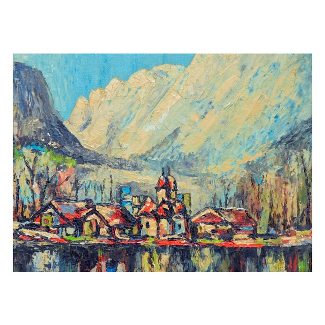 Rustic European Mid Century Fauvist Lake House Landscape by R. Stephens For Sale - Image 3 of 5