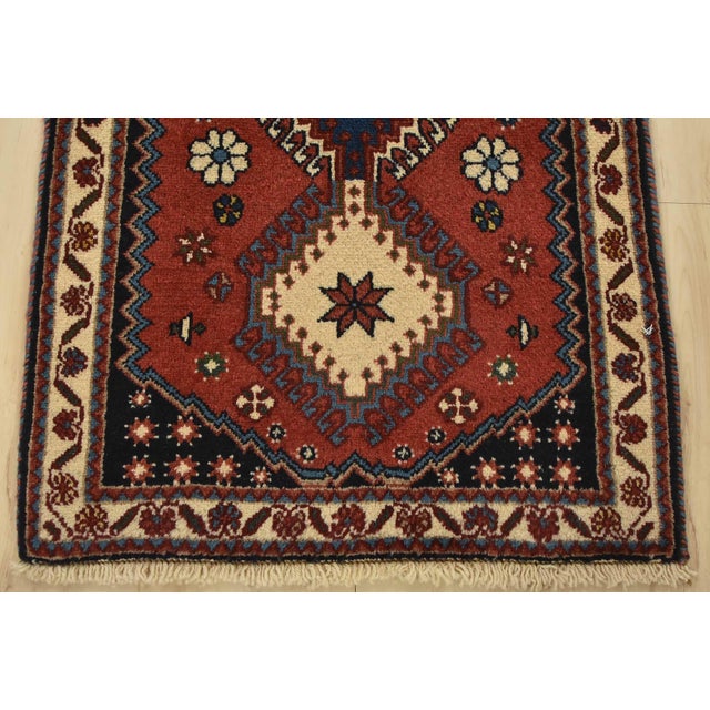 Yalameh Rug 1’10” X 2’11” Red Wool Vintage Tribal Hand-Knotted Carpet For Sale In Philadelphia - Image 6 of 8