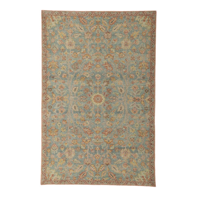 Distressed Rug With Modern Vintage Style, 05'03 X 07'11 For Sale