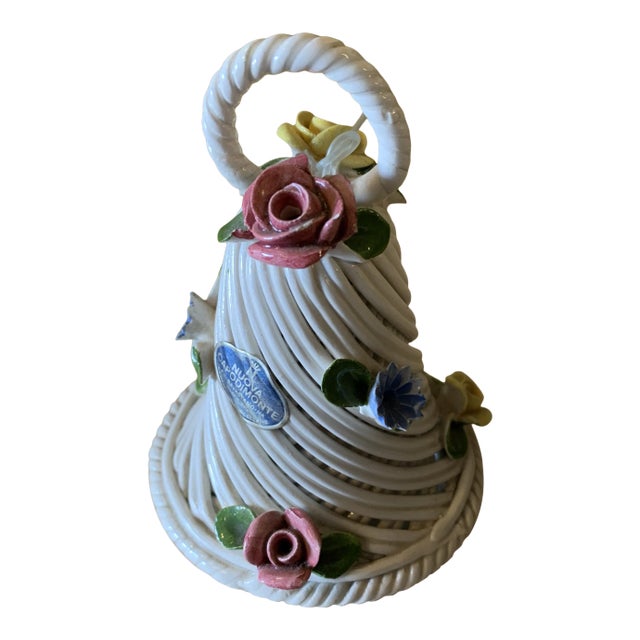 1980s Capodimonte Basketweave Porcelain Bell For Sale