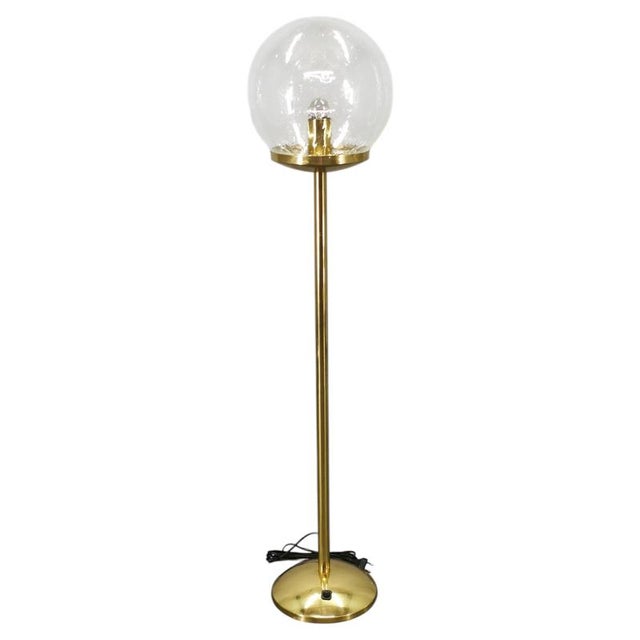 Space Age Bubble Glass and Brass Floor Lamp, Czechoslovakia, 1970s For Sale - Image 13 of 13