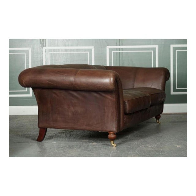 Brown Large Brown Leather 2-to-3-Seater Sofa from Heritage For Sale - Image 8 of 12