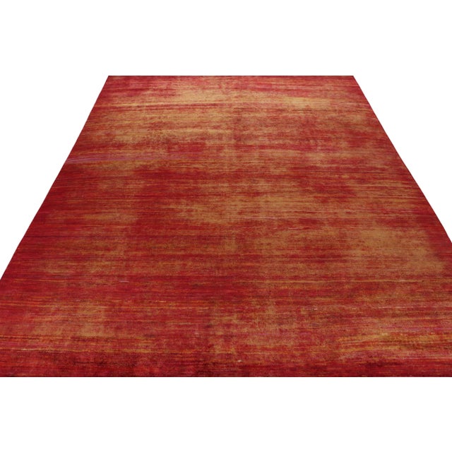 2010s Rug & Kilim’s Modern Textural Rug in Red and Gold Tones and Striae For Sale - Image 5 of 8