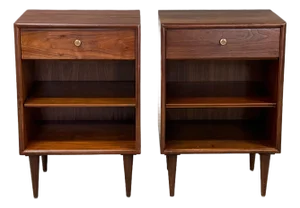 1960s Refinished Kipp Stewart Declaration Walnut Nightstands - A Pair