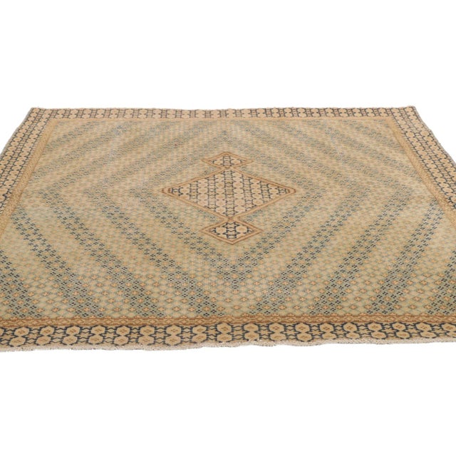 Rustic Vintage Persian Kerman Rug - 05'03 X 06'01 For Sale - Image 3 of 10