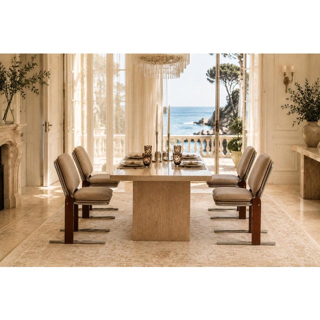 Percival Lafer “Contempo” Dining Chairs, Set of 4 — Hardwood, Chrome & Chenille, Brazil, 1970s - Lot 476B For Sale - Image 11 of 18