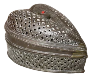 Large Antique 1800's Handmade Pierced Thick Brass Bronze India Betel Nut Box