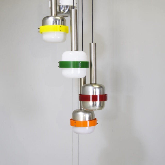 Pendant Lights in White and Colored Plastic from Stilnovo, 1960s, Set of 5 For Sale - Image 12 of 14