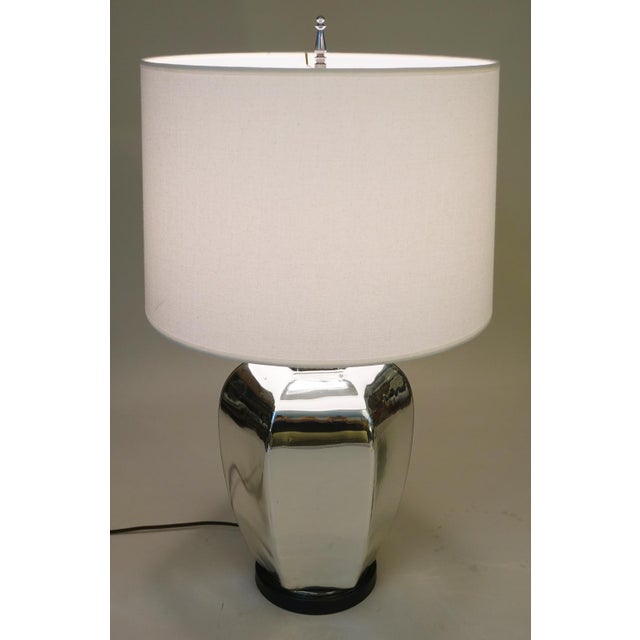 Chrome 1970s Mid Century Modern Mercury Glass Ginger Jar Chrome Silver Table Lamp For Sale - Image 8 of 11