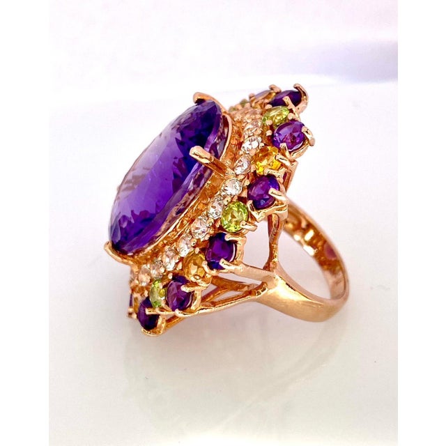 Bochic "Orient" Natural Amethyst & Peridot Ring Set In 18K Gold & Silver For Sale - Image 10 of 18