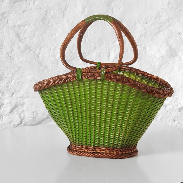 Mid-Century Scoubidou and Wicker Shopping Basket, 1960s For Sale - Image 10 of 10