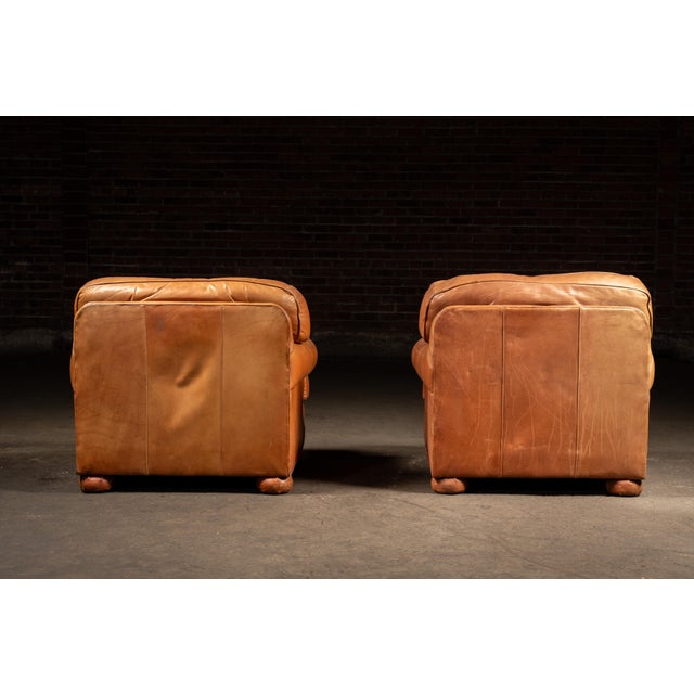 Pair of Vintage Leather Club Chairs With Matching Ottoman by Emerson For Sale In Chicago - Image 6 of 14