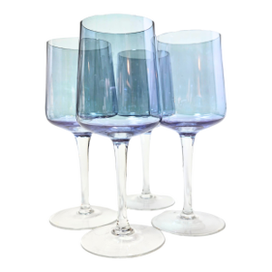 Iridescent Blue Goblets- Set of Four