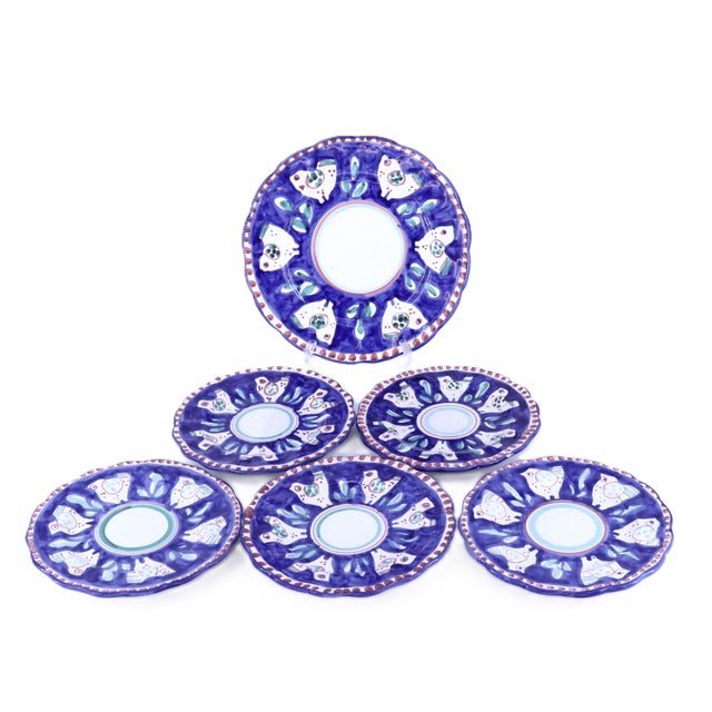VIETRI Vintage Vietri Solimene Campagna Chicken Plates - Set of 6 For Sale - Image 4 of 9