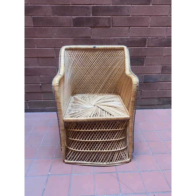 Tan Vintage Coastal Wicker Chair For Sale - Image 8 of 9