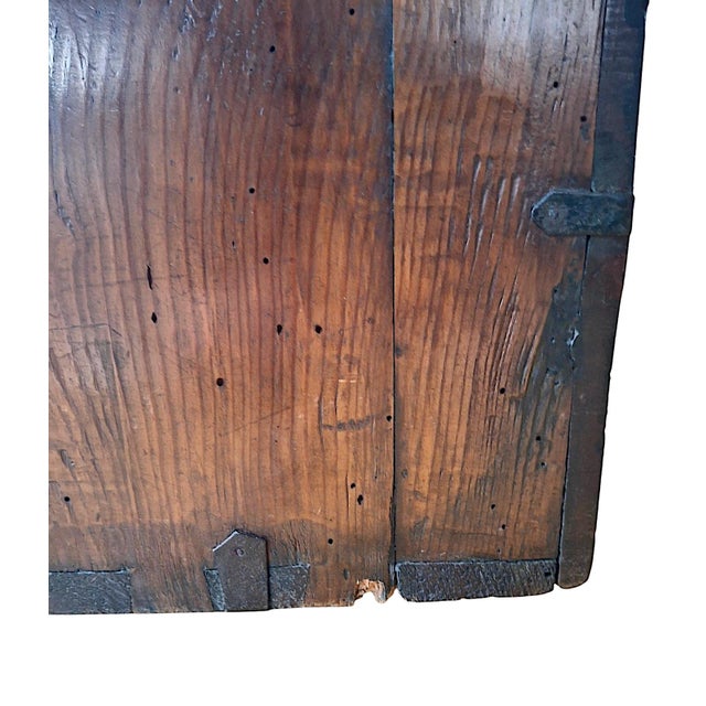 Wood 19th-Century Korean Bandaji Blanket Chest With Stylized Iron Hardware For Sale - Image 7 of 10