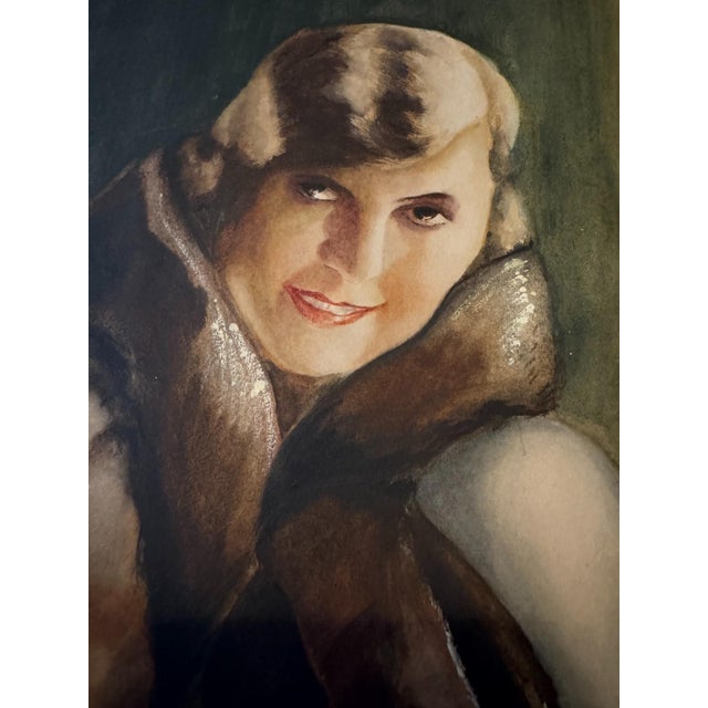 Carl H. Berberich, Lady on Cushion, Verso Lady in Fur Coat, Nude, 1926, Gouache For Sale - Image 12 of 13