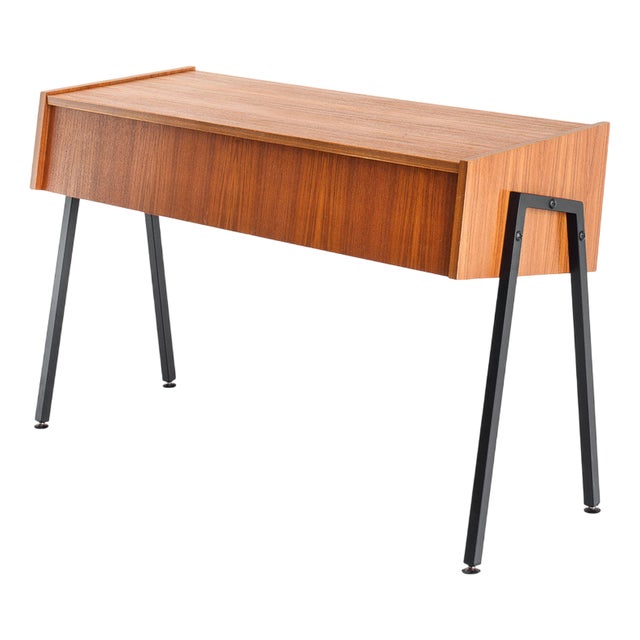 Vintage Teak and Lacquered Iron Console Table, 1960s For Sale