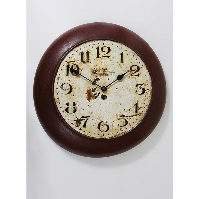 Antique Public Iron Wall Clock with Hand-Painted Dial, 1920s For Sale - Image 13 of 18
