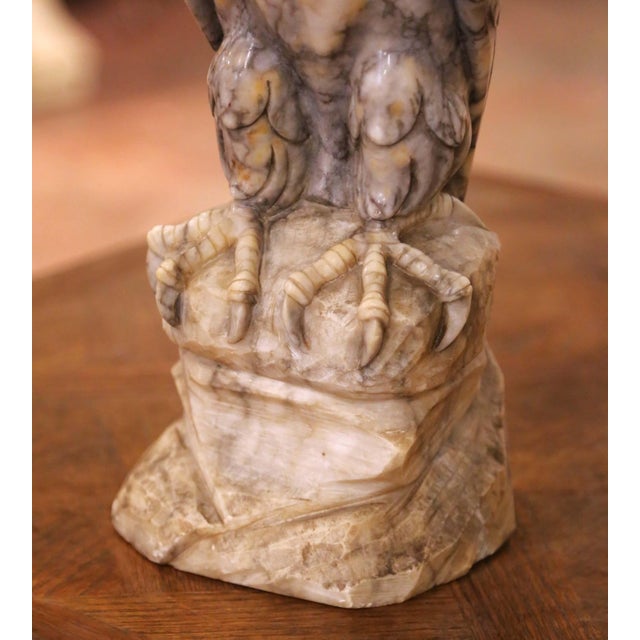 19th Century French Carved Variegated Marble Eagle Sculpture With Glass Eyes For Sale - Image 4 of 7