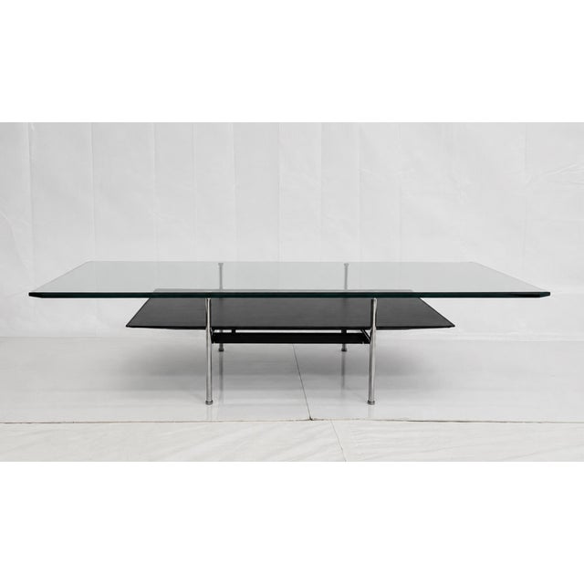 1980s Antonio Citterio for B&b Italia Leather, Aluminum & Glass Coffee Table For Sale - Image 9 of 18