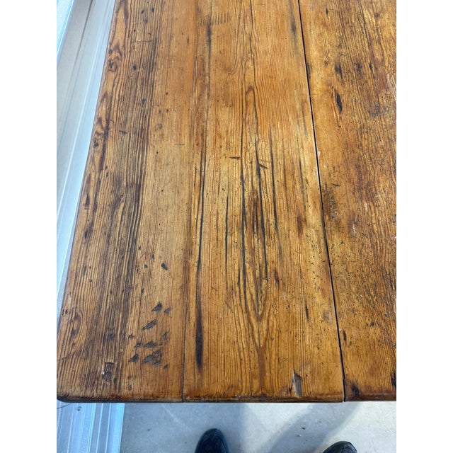 Brown Antique Pine Table With One Drawer From England For Sale - Image 8 of 18