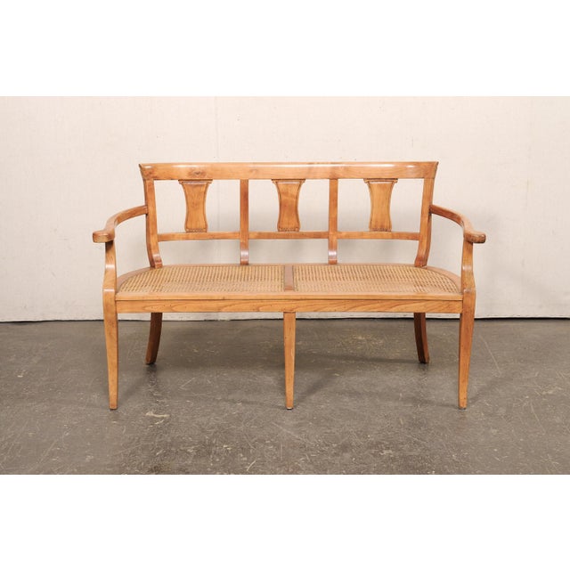 Italian 3-Chair Back Sofa Bench W/Cane Seat For Sale - Image 11 of 11
