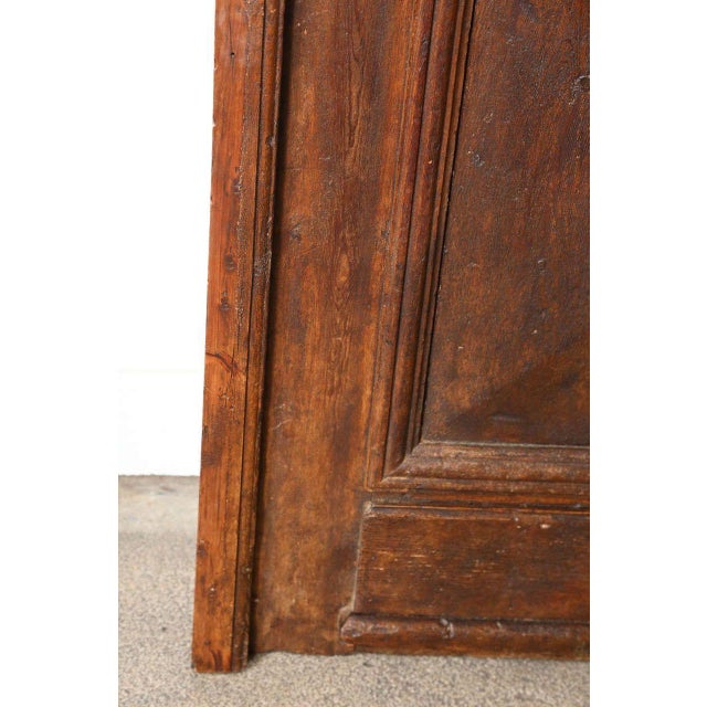 Wood Antique French Painted Double Entry Doors With Transom Wood and Wrought Iron For Sale - Image 7 of 18
