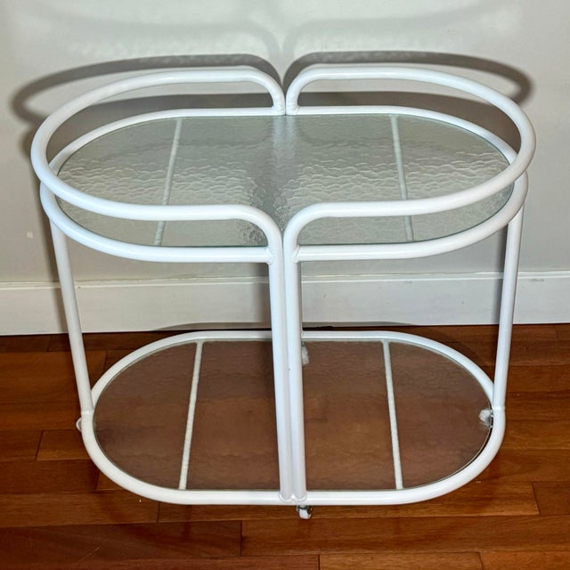 Mid-Century Modern 1960s Mid Century Brown Jordan Style White Patio Bar Cart For Sale - Image 3 of 12