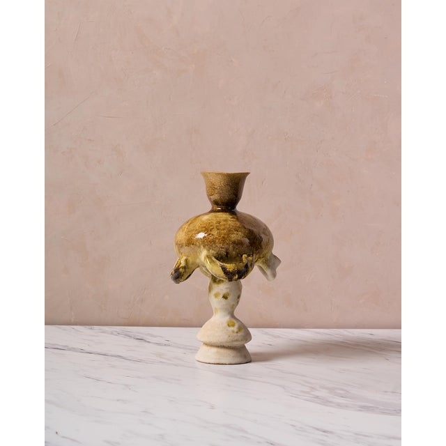 Handmade Mediterranean "Fig Vase 3" Glazed Stoneware by Canoa Lab for TRNK From Deriva Y Trampa Series For Sale In Baltimore - Image 6 of 11