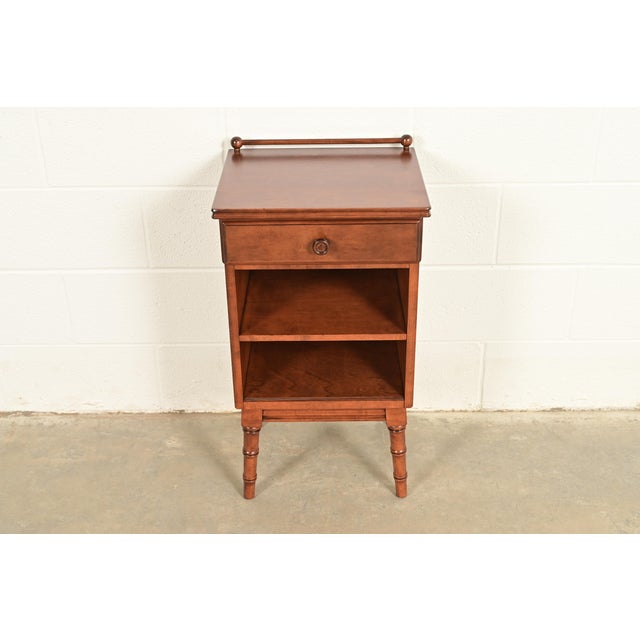 American Stickley Brothers Antique Regency Solid Birch Faux Bamboo Nightstand, Newly Refinished For Sale - Image 3 of 18